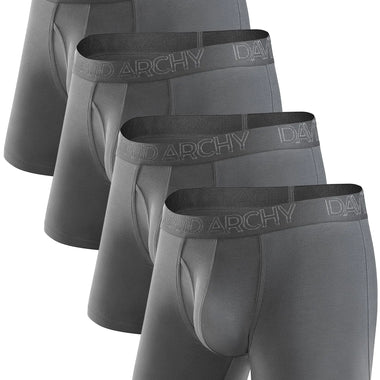 DAVID ARCHY Mens Underwear Boxer Briefs Breathable Soft Moisture-Wicking with Fly Underwear for Men Multipack A3, Dark Grey-5.5'' in 4 Pack Small Bezurvan