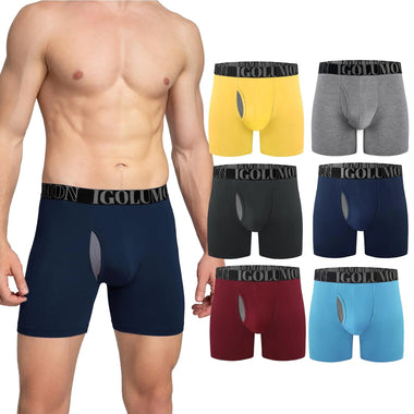 IGOLUMON Men’s Underwear Boxer Briefs 6-Pack Breathable Bamboo Rayon Soft Boxer for Men with Fly Underwear Trunks Bezurvan.com
