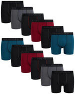 Van Heusen Mens Boxer Briefs - 12 Pack Soft Stretch Moisture Wicking Athletic Performance Underwear Boxers for Men (S-XL) Size Small Black/Tibetan Red/Black/Legion Blue/Black/Medium Grey Bezurvan.com