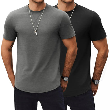 COOFANDY Mens Casual T Shirts Short Sleeve Cotton Tee Shirts Hipster Hip Hop Longline T-Shirt Basic Summer Tops Bezurvan.com