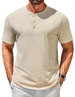 COOFANDY Mens Henley Shirts Short Sleeve Casual Summer Basic T Shirt Soild Button Tee Top Bezurvan.com