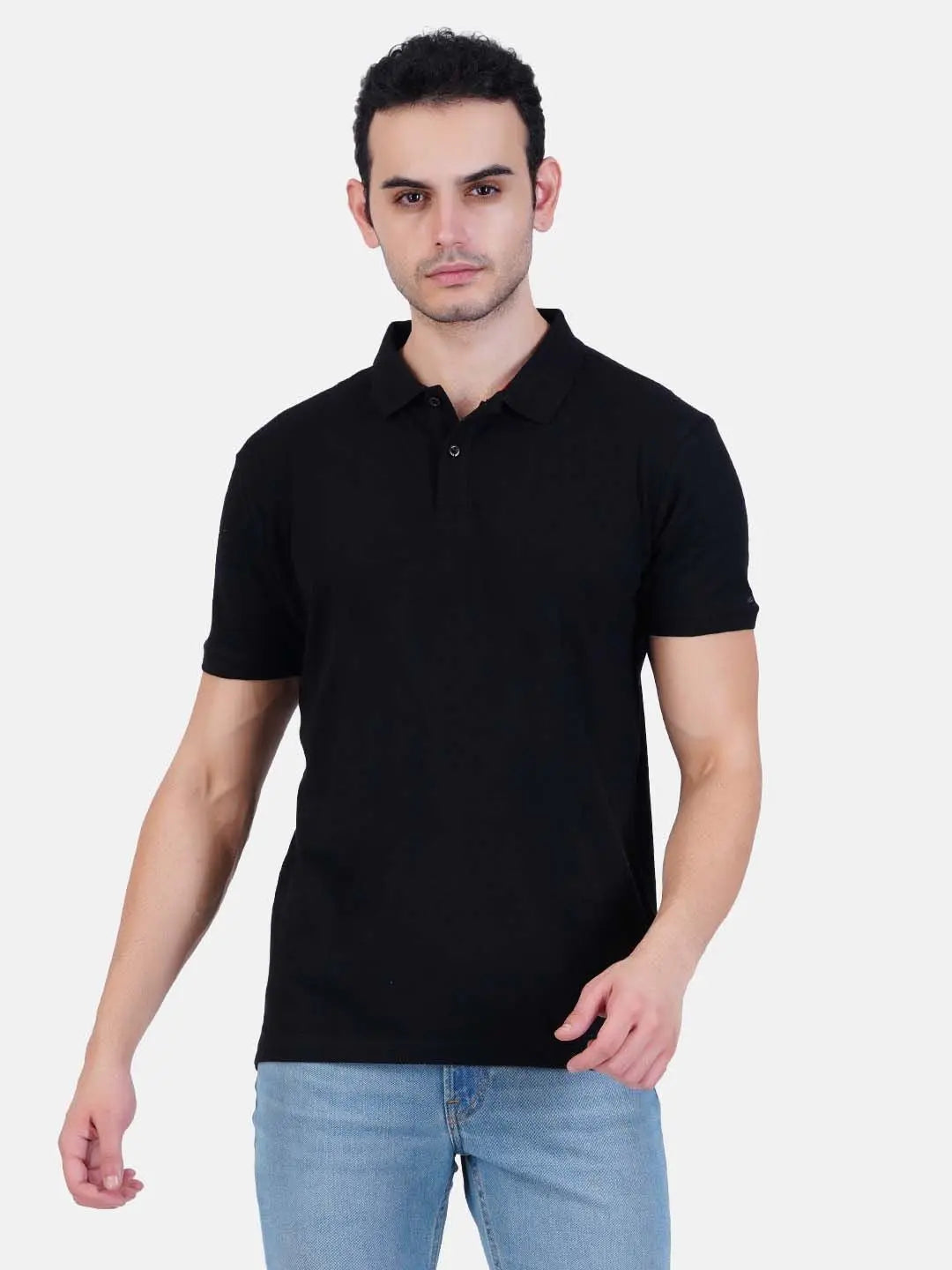 Polo collar Cotton Tshirt for men and women for summer breathable cool soft fine fabric black