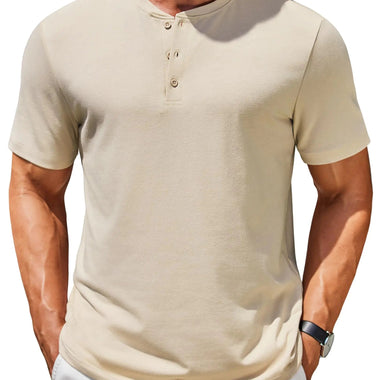 COOFANDY Mens Henley Shirts Short Sleeve Casual Summer Basic T Shirt Soild Button Tee Top Bezurvan.com