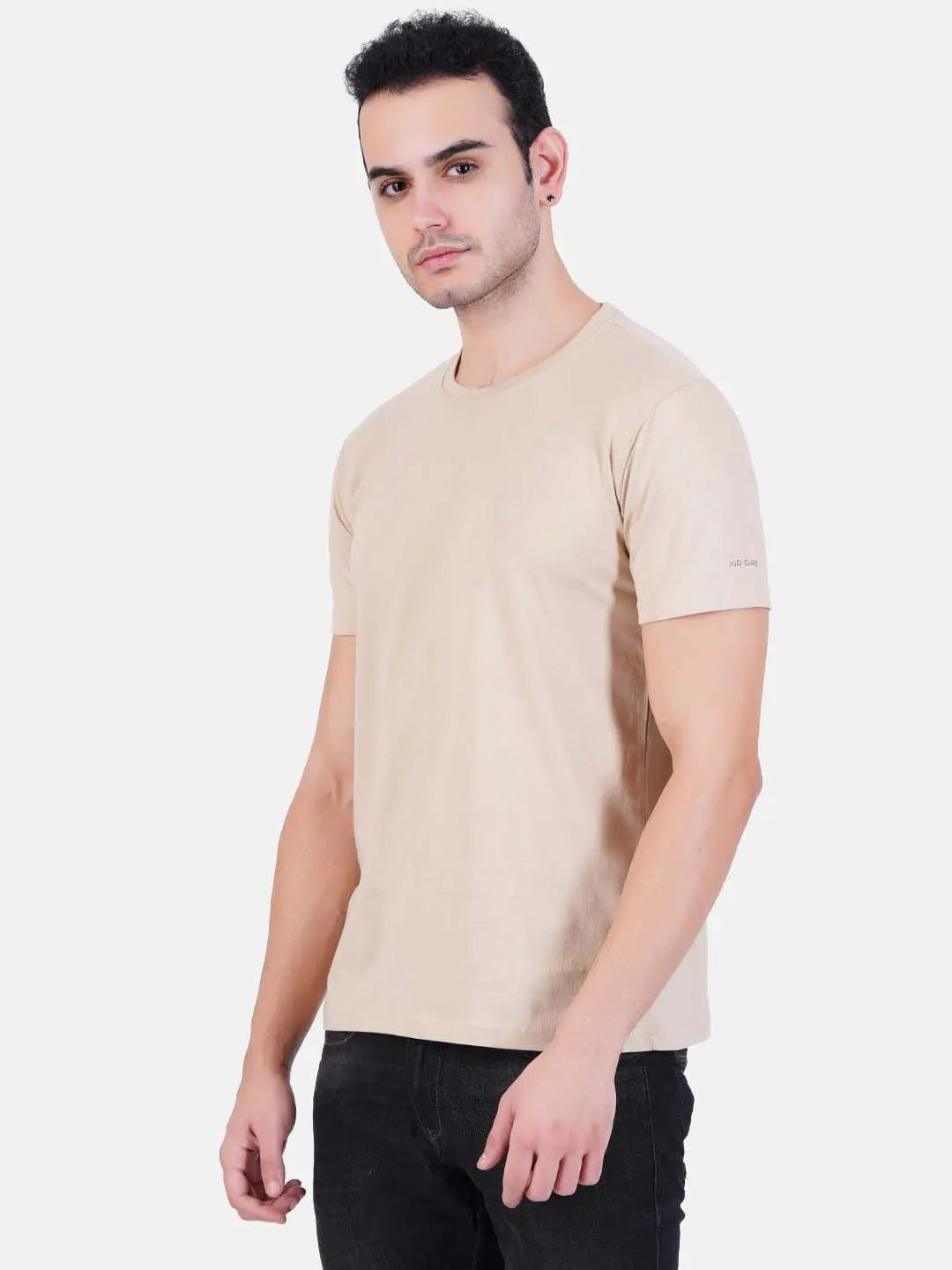 Round Neck Tshirt Beige Cream Cotton Tshirt for men and women for summer breathable cool