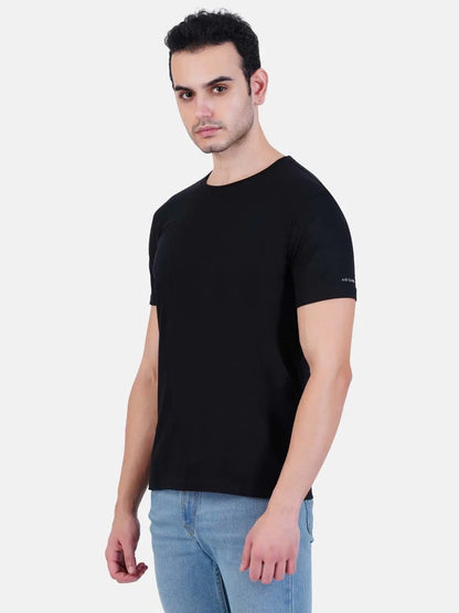 Round Neck Tshirt Black Cotton Tshirt for men and women for summer breathable cool soft fine fabric