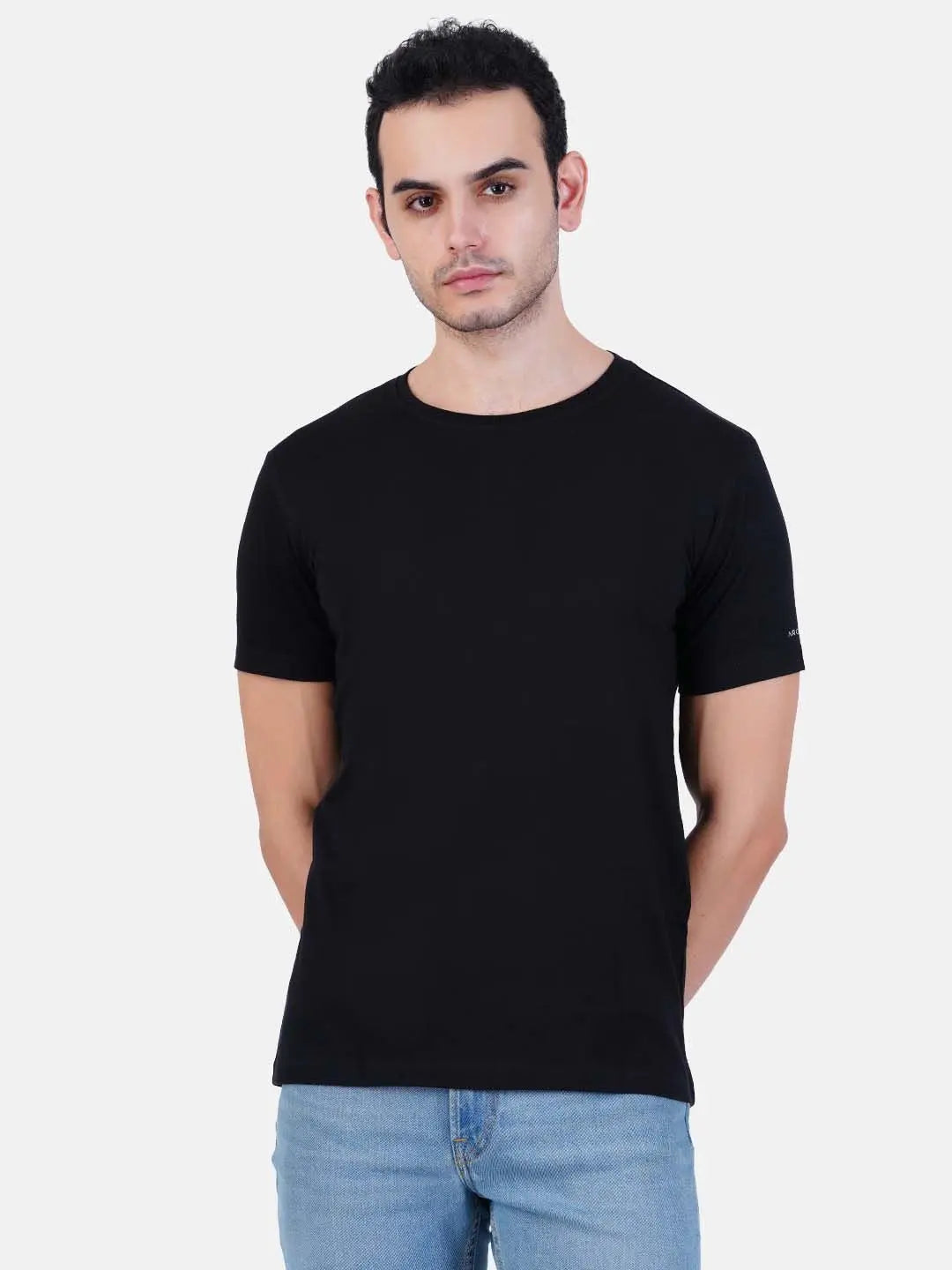 Round Neck Tshirt Black Cotton Tshirt for men and women for summer breathable cool soft fine fabric