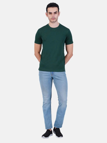 Round Neck Tshirt Green Cotton Tshirt for men and women for summer breathable cool soft fine fabric